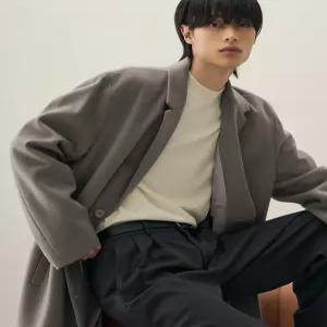 [매장정품] 드로우핏 프리미어 퓨어 캐시미어 히든 싱글 코트 [BEIGEISH GREY] D