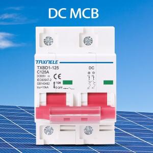2P DC 600V 태양 미니 회로 차단기 배터리 스위치 125A 100A MCB 광 PV 시스템