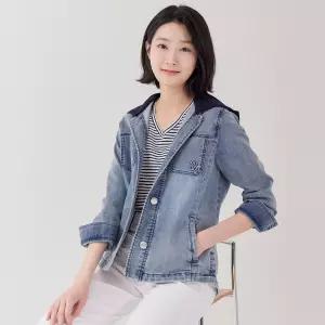 지센 져지후드 데님 자켓 LCJKP321BL
