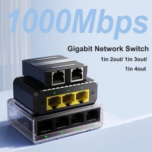 1000Mbps 네트워크 스위치 이더넷 어댑터 1 ~ 2/3/4 RJ45 LAN 인터넷 분배기 PC 노트북 TV 박스 라우터 용