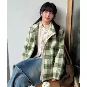 제너럴아이디어 GENERALIDEA UNI 웜 체크 플리스 집업 점퍼 [GREEN] SBE3U07013 SBE3U07013GNW 149435