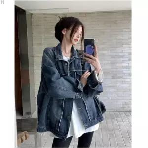 스트리트 무드 오버사이즈 데님 청자켓