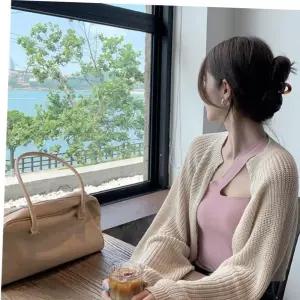 루즈핏 크롭긴팔 볼레로 가디건 얇은 자켓 니트카디건