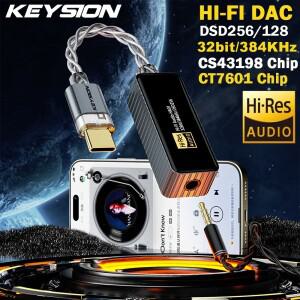 KEYSION 384kHz DSD256 CS43198+CT7601 USB DAC 오디오 HiFi 디코더 헤드폰 앰프 Type-C ~ 3.5mm iOS Mac W