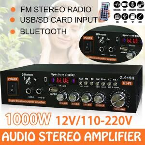 AK35/G919H 1000W 가정용 자동차 전력 증폭기 2 채널 블루투스 서라운드 사운드 FM USB 원격 제어 미니 HIF