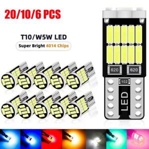 20/10/6/2PCS W5W T10 Led 전구 Canbus 4014 SMD 6000K 168 194 5w5 자동차 인테리어 돔 독서 번호판 빛 신