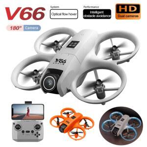 드론 V66 미니 WIFI FPV 호버 남자아이 비행기 RC 4K 카메라 접이식 HD 포켓 쿼드콥터 전문가용 조명