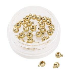 BEADIA 14K 골드 도금 라운드 낚시줄 버클 3.5mm 엔드캡 30개 세트 (주얼리 제작용 발견품)