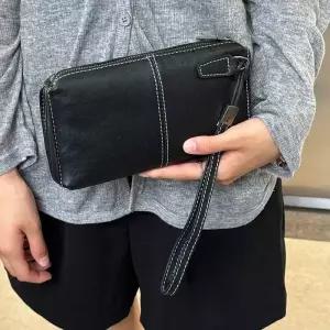 란우 소가죽 미니 클러치백 카드수납 소지 체인 남성
