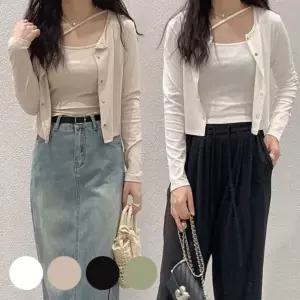 니트롱 루즈핏롱 기본가디건 루즈 여자가디건 루즈핏