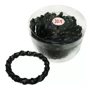 꽈배기 반짝검정고무줄 30P 코사지 헤어밴드
