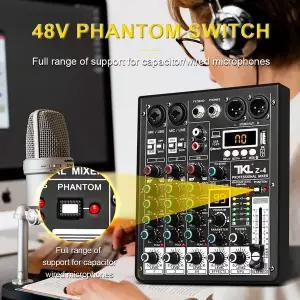 디지털 음향가전 TKL 4 채널 99 DSP 오디오 믹서 48V 팬텀 파워 USB 스튜디오 사운드 Karaok 용 Bluetooth