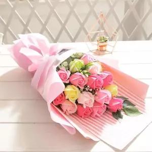 러블리로즈부케 핑크 졸업식 꽃다발 생일 로즈데이 비누꽃 재롱잔치 LW2BFC1A 비누장미 사탕부케