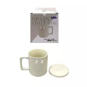 [하프클럽/셀럽하우스]도자기 뚜껑머그컵 12oz 1개 손잡이물컵 커피잔