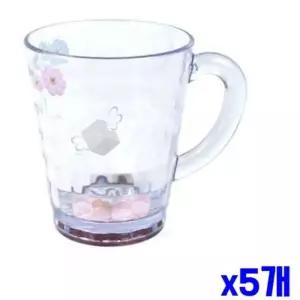 튼튼한 투명 손잡이컵 11x8x10cm x5개 가정용컵 물컵 LWF7C6A5 플라스틱컵 주방컵