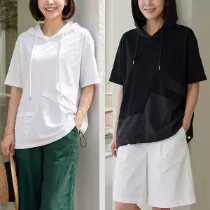 [로즈맘][엄마옷 로즈맘] 배연후드스트링면티셔츠