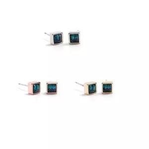 E510 4mm 에메랄드 스퀘어 크리스탈 은침 귀걸이 패션귀걸이 LWFFOKCA 모임 선물