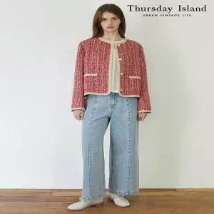 [써스데이아일랜드][Thursday Island] 라운드넥 트위드 자켓(T246MJK138W)