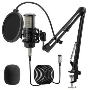 팟 트 을 위한 25MM 다이어프램이 프로페셔널 AC22 BS 팝 스튜디오 암 된 트/노래/보컬 붐 XLR 키트 스트리밍/팟 필터 콘덴서 마이크 카디오이드