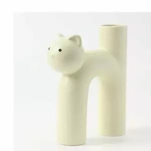 꽃병밀크크림 꽃꽂이화병 고양이화병 꽃병오브제 예쁜화병 식탁화병 도자기