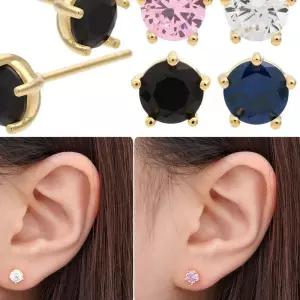 14K 골드필드 핀 베이직 5mm 큐빅 골드 일자침 LW8F5A6A 귀걸이 14K귀걸이