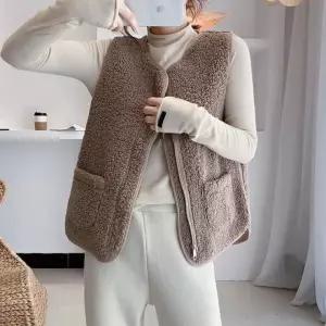 여성 양털 뽀글이 지퍼조끼 겨울 루즈핏 보온 베스트 3컬러