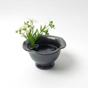 블랙천목 한송이 꽃병 미니수반 화병
