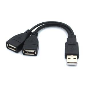 USB 2.0 분배기 Y 케이블 어댑터 컨버터 1개의 남성 커넥터를 2개의 여성 연결하는 연장 케이블 PC 자동차