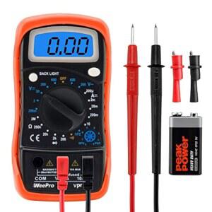 WEEPRO VPRO850L 디지털 멀티미터 DC AC 전압계 옴 전압 전류 테스터 다이오드 및 연속성 검출기가 포함된 전기 테스터 옴미터 백라이트 디스플레이 절연 고무 케이스 킥스탠드