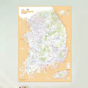 댕댕이 우리나라 맵 포스터 여행 지도 멍발자국 스티커