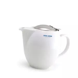 티포트 라운드 화이트 티팟 도자기 580ml 제로재팬