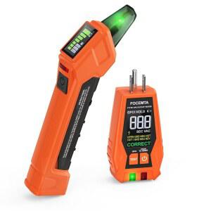 FOCEMTA 디지털 LCD 디스플레이가 탑재된 서킷 브레이커 파인더 및 GFCI 콘센트 테스터 90-135V 전기 회로 추적기 도구 / DIY U2013 경량형 (배터리 휴대용 케이스 포함)