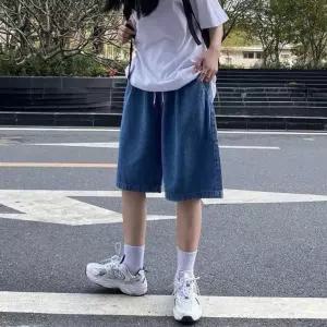 남녀공용 데님 버뮤다 밴딩 팬츠 5부 바지 반바지 빅사이즈남자청 남자반 여자반 캐주얼반