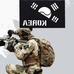 블랙 원단 야광 반 태극기 KOREA 패치 와펜 LW97B6A7 홀로그램 오로라