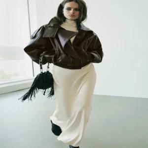 ZARA 페이크 레더 바이커 재킷 - 브라운 4391/892/700
