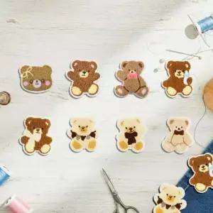 디자인 테디베어 열부착 패치 세트 8개 와펜 전용 패브릭 리폼패치 귀여운와펜 옷패치