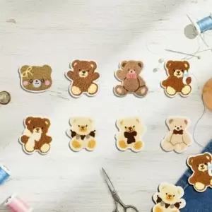 디자인 테디베어 열부착 패치 세트 8개 와펜 전용 패브릭 리폼패치 귀여운와펜 옷패치