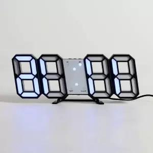 LED 스마트 벽시계 블랙블루 인테리어 스탠드 온도