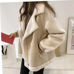 카라집업 페이크 무스탕 집업자켓 G126822_양털배색