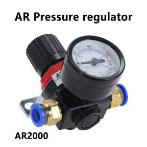 AR2000 G1/4'' 나사 6mm 8mm 10mm  제어 압축기 압력 릴리프 조절기 밸브피팅 포함