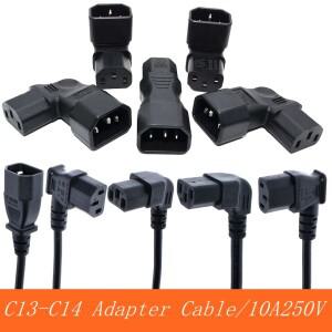 IEC60320 C13 각도 변환기 연장 케이블 - C14 PDU 위로 직각 전원 남성 여성 AC 코드