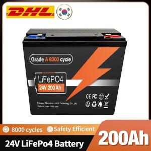 24V 200Ah LiFePO4 리튬 배터리 내장 BMS 충전식 RV/캠핑카 태양광 해양 오버랜드/밴 오프그리드