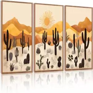 카이른 선인장 스 벽 예술 사막 풍경화 추상 프 3점 세트 6 X24 미니멀리스트 농가 장식