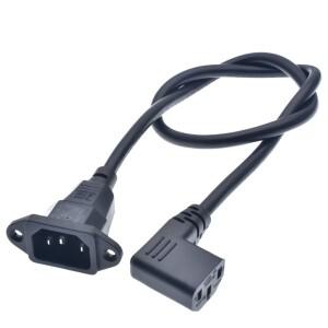 IEC320 C14 - C13 나사 구멍 연장 코드 및 각진 30/60cm 길이 H05VV-F 3G