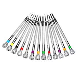 13개 시계 수리 도구 드라이버 세트 0.6mm-2.0mm 플랫 헤드 키트 전문 제작자용