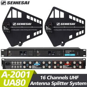 UA80 UHF 안테나 디스트리뷰터 시스템 RF 신호 부스터 지향성 BNC-BNC 동축 케이블 무선 마이크용 16 채널
