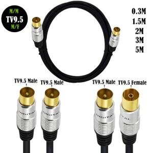 RG59U 연장 케이블 9.5mm TV 남성 여성 어댑터 코드 동축 위성 모뎀 셋톱 박스 골드 도금