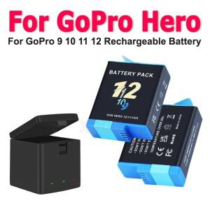 고프로 히어로 12 배터리 1800mAh 리튬이온 팩 모션 카메라 9 10 11 충전식