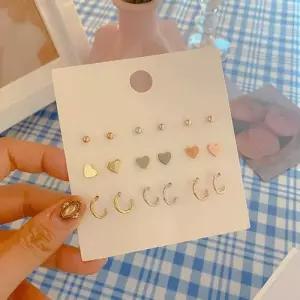 [옷자락]옷자락 미니멀 [18pcs] 베이직 플렛 볼 하트 링 귀걸이세트 데일리