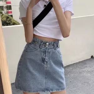 데님스커트 워싱 편한 미니 청치마 하이웨스트 뒷밴딩